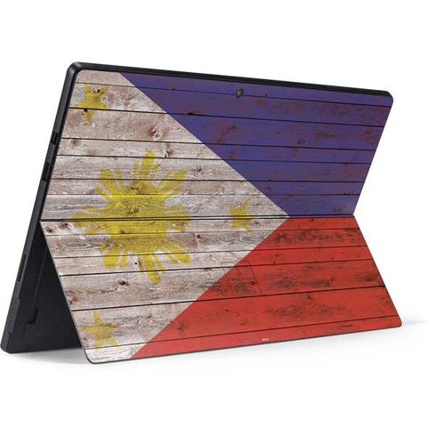Philippines Flag Dark Wood Surface Pro 7 Skin